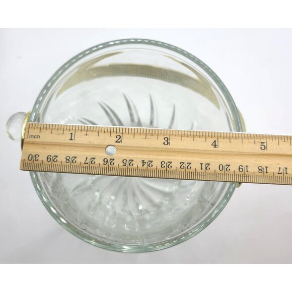 Vintage Clear Glass Ice Bucket With Gold Floral Design & Handle - Picture 7 of 7